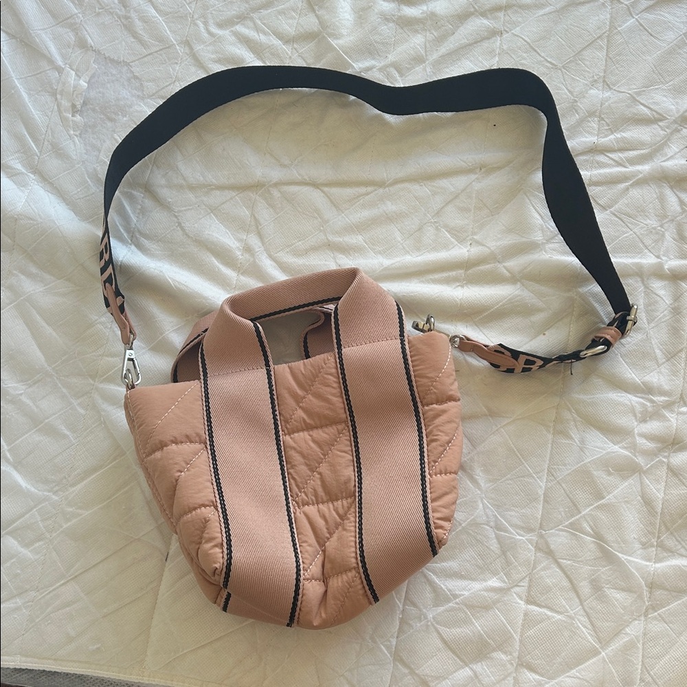 Zara Pink Crossbody Bag with Black Stripes
